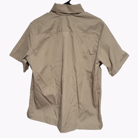 Work America Uniform Button Front Shirt Mens Size Large Beige Long Sleeve New - Picture 2 of 5